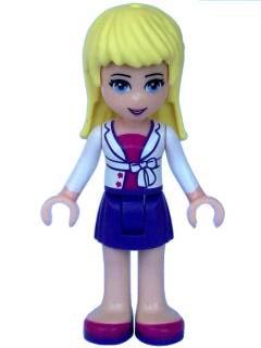 LEGO Minifigure-Stephanie, Dark Purple Skirt, Magenta Top with White Jacket-Friends-FRND042-Creative Brick Builders